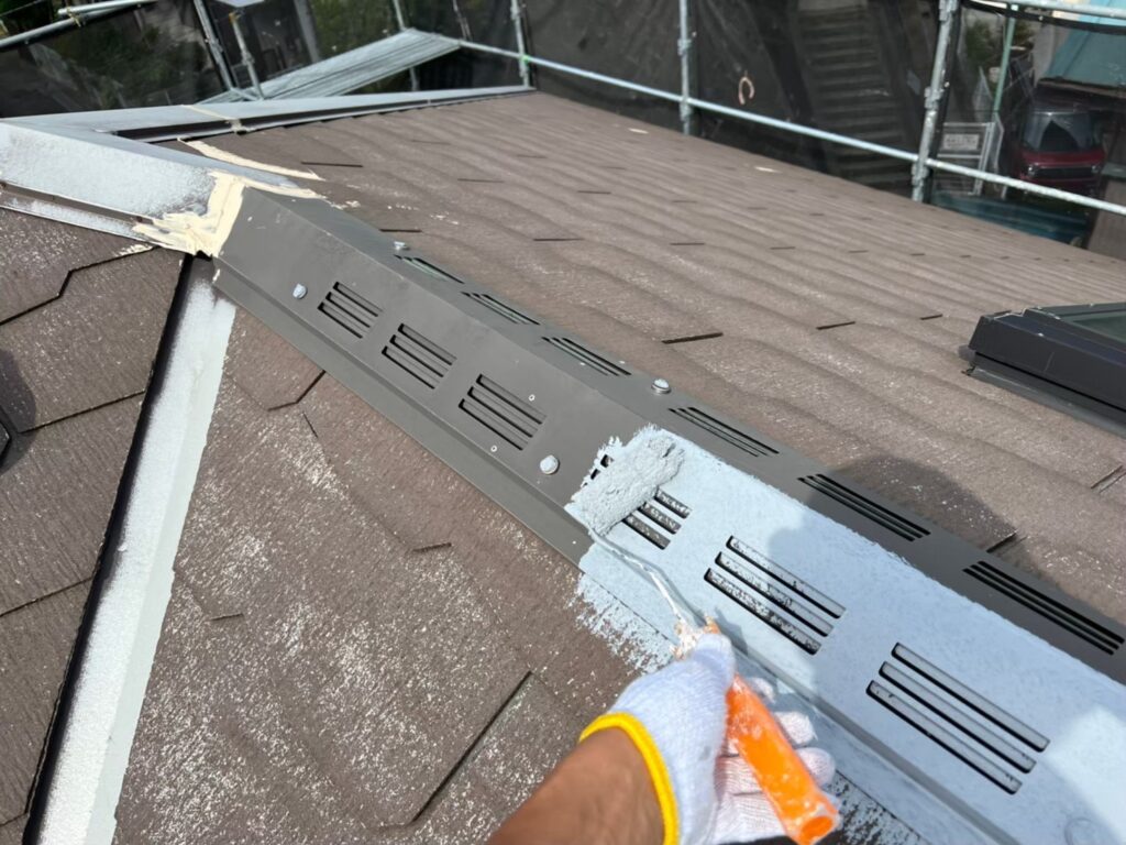屋根板金部サビ止め塗布